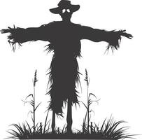 AI generated Silhouette Scarecrow black color only full body vector