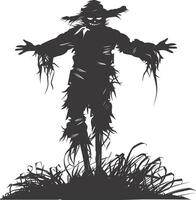 AI generated Silhouette Scarecrow Scary Spooky black color only full body vector