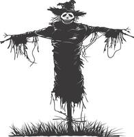 AI generated Silhouette Scarecrow Scary Spooky black color only full body vector