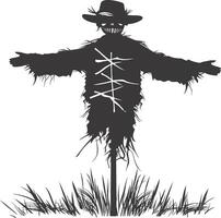 AI generated Silhouette Scarecrow black color only full body vector