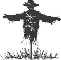 AI generated Silhouette Scarecrow black color only full body vector