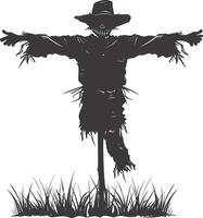 AI generated Silhouette Scarecrow black color only full body vector