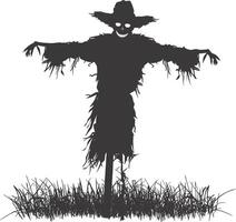 AI generated Silhouette Scarecrow black color only full body vector