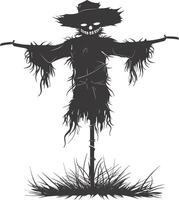 AI generated Silhouette Scarecrow black color only full body vector