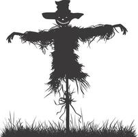 AI generated Silhouette Scarecrow black color only full body vector