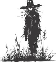 AI generated Silhouette Scarecrow black color only full body vector