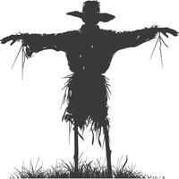 AI generated Silhouette Scarecrow black color only full body vector