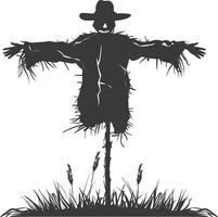 AI generated Silhouette Scarecrow black color only full body vector