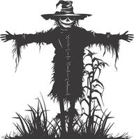 AI generated Silhouette Scarecrow black color only full body vector