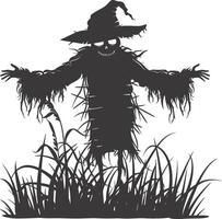 AI generated Silhouette Scarecrow black color only full body vector