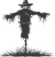 AI generated Silhouette Scarecrow black color only full body vector