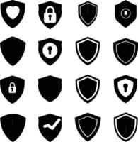 AI generated Silhouette security shield icons isolated black color only full body vector