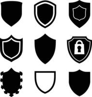 AI generated Silhouette security shield icons isolated black color only full body vector