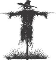 AI generated Silhouette Scarecrow black color only full body vector