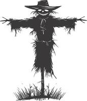 AI generated Silhouette Scarecrow black color only full body vector