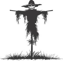 AI generated Silhouette Scarecrow black color only full body vector