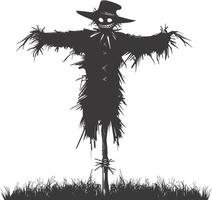 AI generated Silhouette Scarecrow black color only full body vector