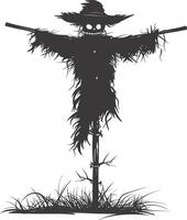 AI generated Silhouette Scarecrow black color only full body vector