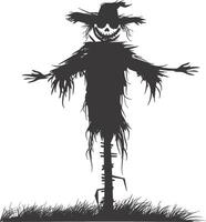 AI generated Silhouette Scarecrow black color only full body vector