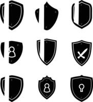 AI generated Silhouette security shield icons isolated black color only full body vector