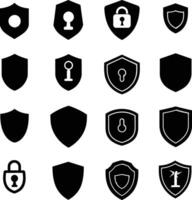 AI generated Silhouette security shield icons isolated black color only full body vector