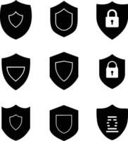 AI generated Silhouette security shield icons isolated black color only full body vector