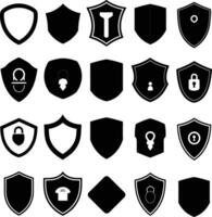 AI generated Silhouette security shield icons isolated black color only full body vector