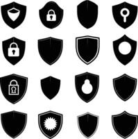 AI generated Silhouette security shield icons isolated black color only full body vector