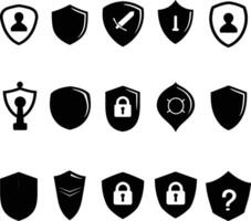 AI generated Silhouette security shield icons isolated black color only full body vector