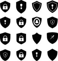 AI generated Silhouette security shield icons isolated black color only full body vector