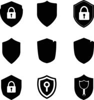 AI generated Silhouette security shield icons isolated black color only full body vector