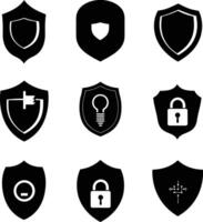 AI generated Silhouette security shield icons isolated black color only full body vector