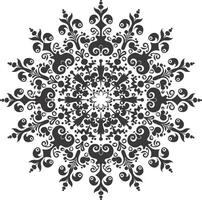 AI generated Silhouette mandala flower snowflake shaped black color only vector