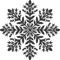 AI generated Silhouette mandala flower snowflake shaped black color only vector