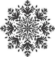 ai generado silueta mandala flor copo de nieve conformado negro color solamente vector