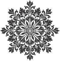 AI generated Silhouette mandala flower snowflake shaped black color only vector