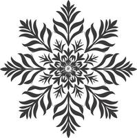 AI generated Silhouette mandala flower snowflake shaped black color only vector