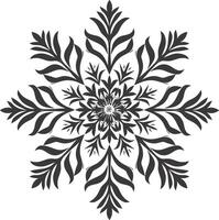 ai generado silueta mandala flor copo de nieve conformado negro color solamente vector