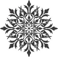 AI generated Silhouette mandala flower snowflake shaped black color only vector