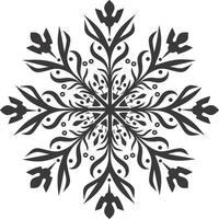 ai generado silueta mandala flor copo de nieve conformado negro color solamente vector