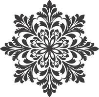 AI generated Silhouette mandala flower snowflake shaped black color only vector