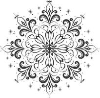 ai generado silueta mandala flor copo de nieve conformado negro color solamente vector