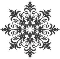 AI generated Silhouette mandala flower snowflake shaped black color only vector