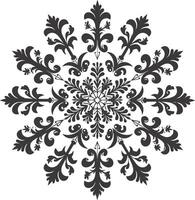 AI generated Silhouette mandala flower snowflake shaped black color only vector