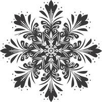 ai generado silueta mandala flor copo de nieve conformado negro color solamente vector