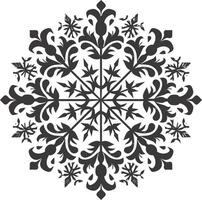 AI generated Silhouette mandala flower snowflake shaped black color only vector