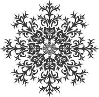 AI generated Silhouette mandala flower snowflake shaped black color only vector