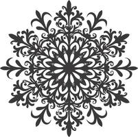 AI generated Silhouette mandala flower snowflake shaped black color only vector