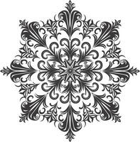 AI generated Silhouette mandala flower snowflake shaped black color only vector