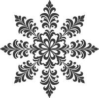 AI generated Silhouette mandala flower snowflake shaped black color only vector